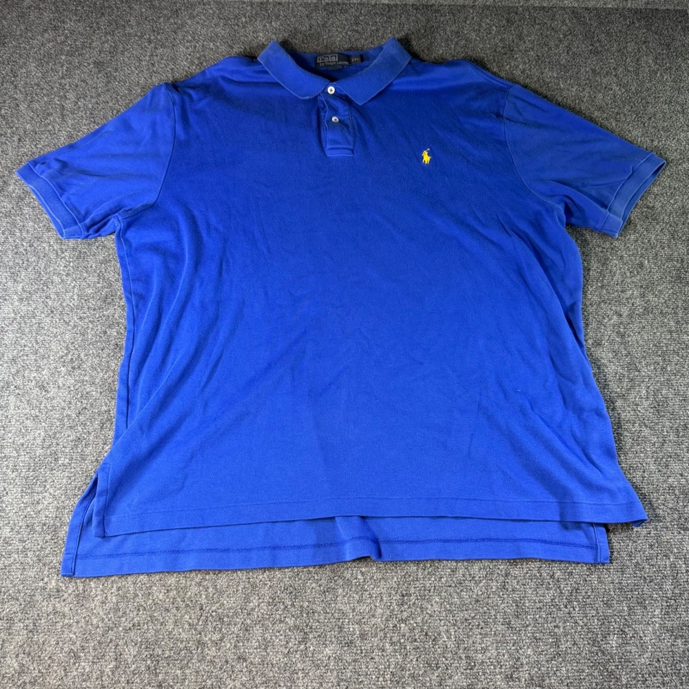 Polo Ralph Lauren Mens XXL Royal Blue Short Sleeve Cotton Polo Shirt Yellow Pony